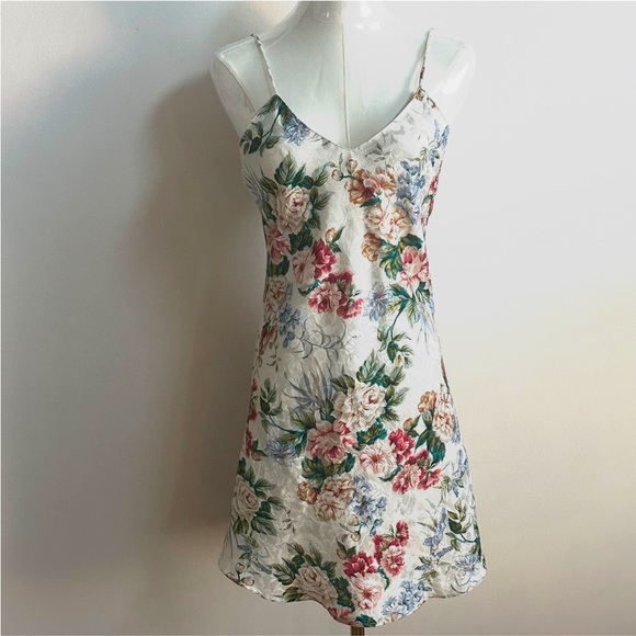 VTG Women’s Floral Tapestry Romantic Feminine Fairy Mini Slip Dress Sleepwear S - Picture 1 of 10